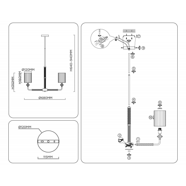 Люстра на штанге Ambrella light High light LH71500 Люстра на штанге Ambrella light High light LH71500