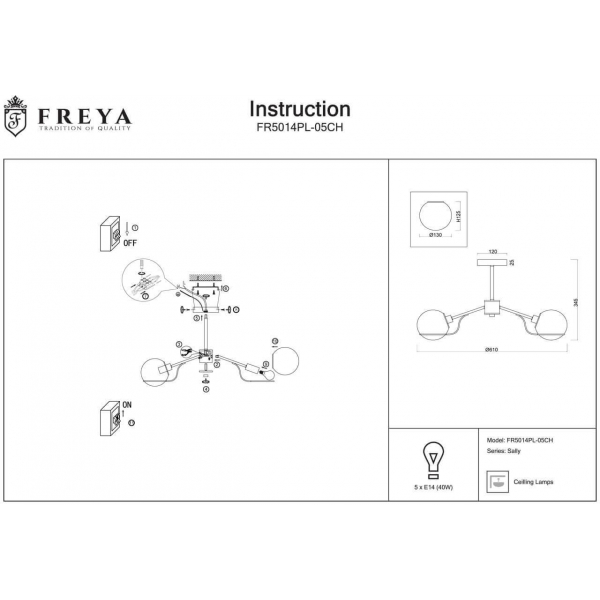 Потолочная люстра Freya Sally FR5014PL-05CH Потолочная люстра Freya Sally FR5014PL-05CH