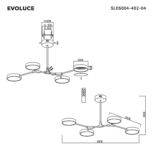 Потолочная светодиодная люстра Evoluce Monta SLE6004-402-04