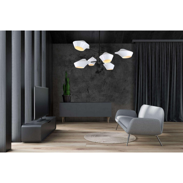 Подвесная люстра Lumina Deco Romina LDP 6037-6 WT+BK Подвесная люстра Lumina Deco Romina LDP 6037-6 WT+BK