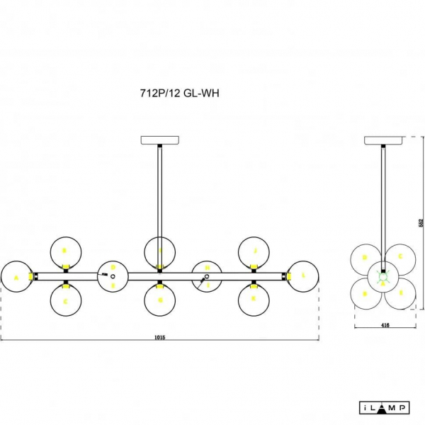 Подвесная люстра iLamp Golden 712P/12 GL-WH Подвесная люстра iLamp Golden 712P/12 GL-WH