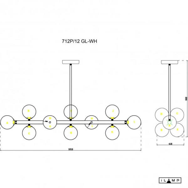 Подвесная люстра iLamp Golden 712P/12 GL-WH