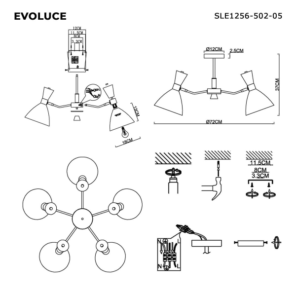 Потолочная люстра Evoluce Vista SLE1256-502-05 Потолочная люстра Evoluce Vista SLE1256-502-05