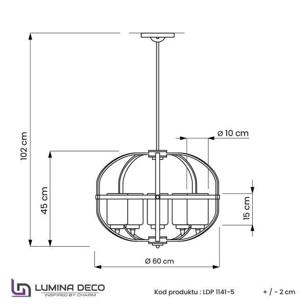 Подвесная люстра Lumina Deco Monterey LDP 1141-5 BK+MD Подвесная люстра Lumina Deco Monterey LDP 1141-5 BK+MD
