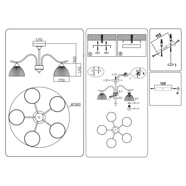Потолочная люстра Ambrella light Traditional Modern TR3162