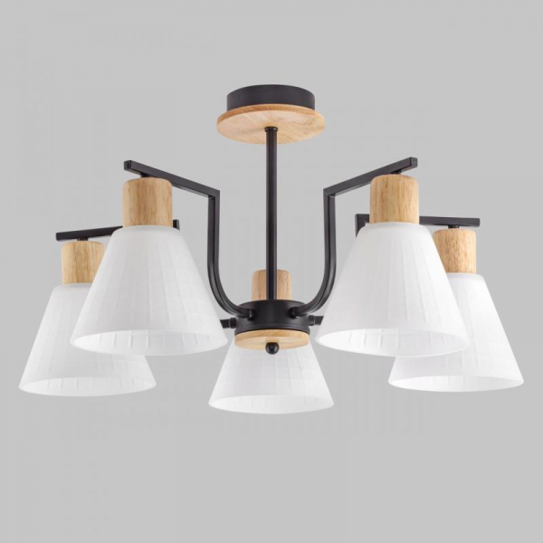 Потолочная люстра IMEX MD.5716-5-S-BK+WOOD Потолочная люстра IMEX MD.5716-5-S-BK+WOOD