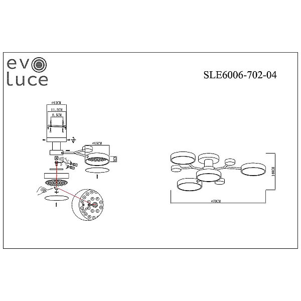 Потолочная светодиодная люстра Evoluce FAEMA SLE6006-702-04
