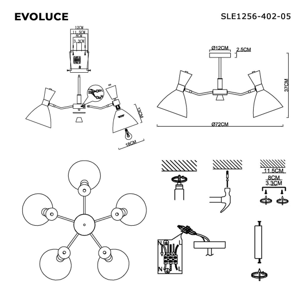 Потолочная люстра Evoluce Vista SLE1256-402-05 Потолочная люстра Evoluce Vista SLE1256-402-05