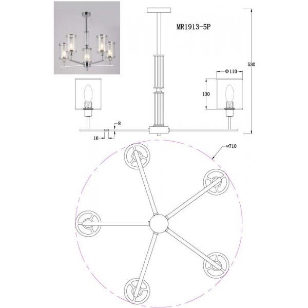 Подвесная люстра MyFar Alen MR1913-5P Подвесная люстра MyFar Alen MR1913-5P
