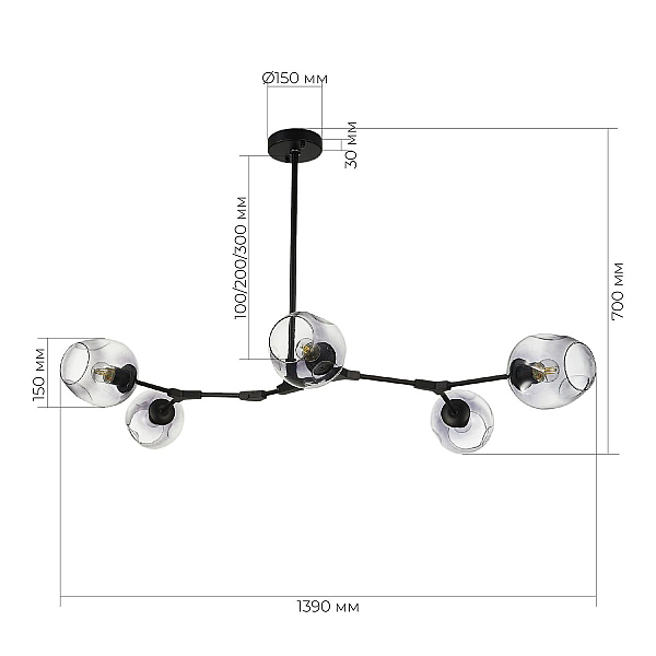 Подвесная люстра Evoluce Rametto SLE154843-05