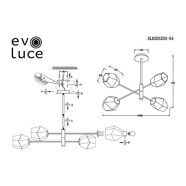 Подвесная люстра Evoluce TERRAMO SLE205202-04