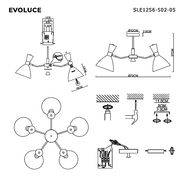 Потолочная люстра Evoluce Vista SLE1256-502-05