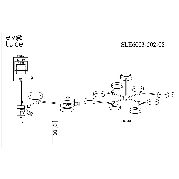 Потолочная светодиодная люстра Evoluce Monta SLE6003-502-08