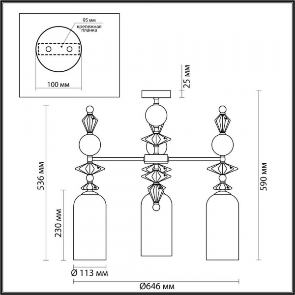 Подвесная люстра Odeon Light Classic Bizet 4855/3C Подвесная люстра Odeon Light Classic Bizet 4855/3C