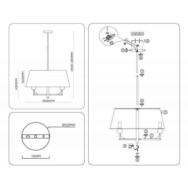 Люстра на штанге Ambrella light High light LH75150 Люстра на штанге Ambrella light High light LH75150
