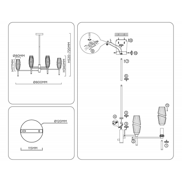 Люстра на штанге Ambrella light High light LH55202