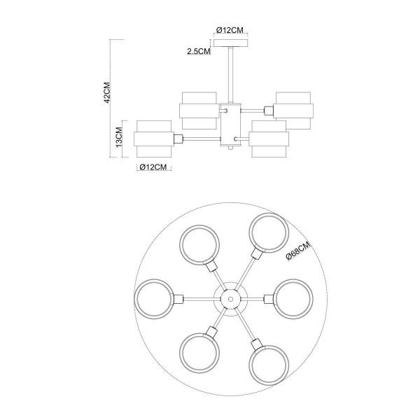 Потолочная люстра Arte Lamp Carlo A8205SP-6BK Потолочная люстра Arte Lamp Carlo A8205SP-6BK