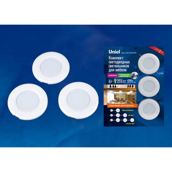 Мебельный светодиодный светильник Uniel ULM-F40-6W/4200K/Dim Sensor IP20 White UL-00002887 Мебельный светодиодный светильник Uniel ULM-F40-6W/4200K/Dim Sensor IP20 White UL-00002887