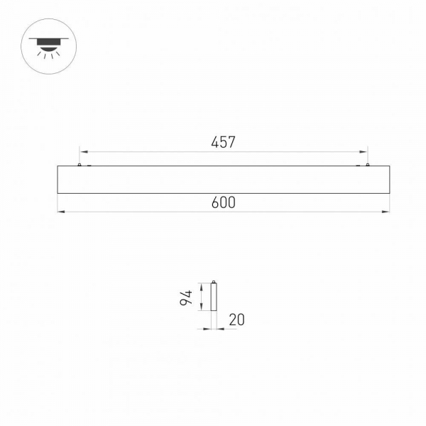 Подвесной светодиодный светильник Arlight Alt-Lineair-Flat-Updown-Dim-S2094-600-25W Warm3000 031527 Подвесной светодиодный светильник Arlight Alt-Lineair-Flat-Updown-Dim-S2094-600-25W Warm3000 031527