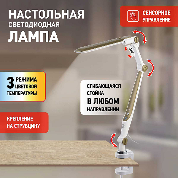 Настольная лампа ЭРА NLED-496-12W-G Б0052769