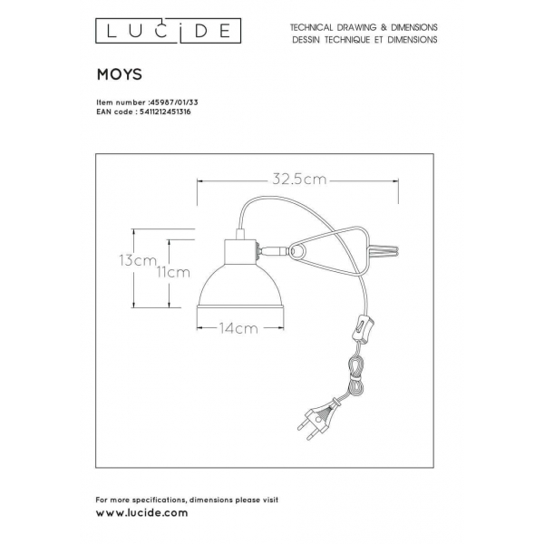 Настольная лампа Lucide Moys 45987/01/33 Настольная лампа Lucide Moys 45987/01/33