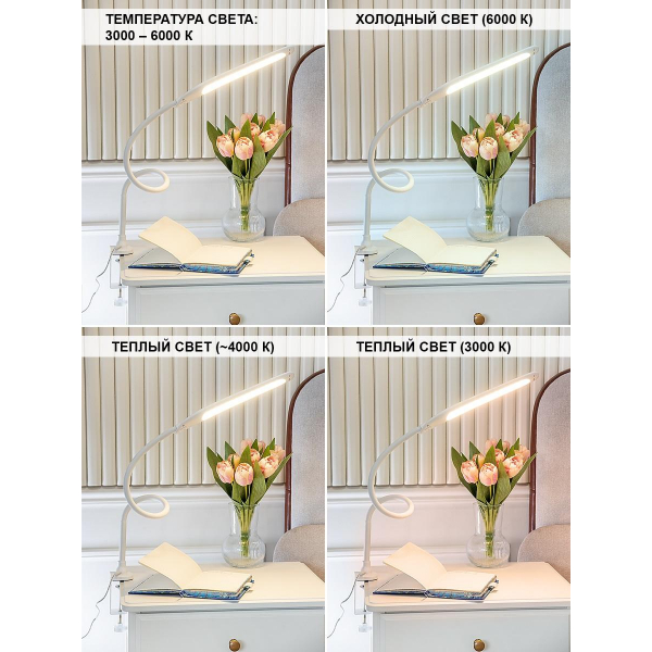 Настольная светодиодная лампа на струбцине Lucia Fleksa PRO L575 4606400056058