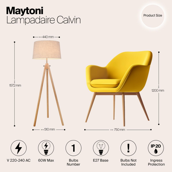 Торшер Maytoni Calvin Z177-FL-01-BR Торшер Maytoni Calvin Z177-FL-01-BR