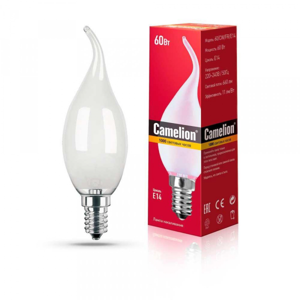 Лампа накаливания Camelion E14 60W 60/CW/FR/E14 11279 Лампа накаливания Camelion E14 60W 60/CW/FR/E14 11279