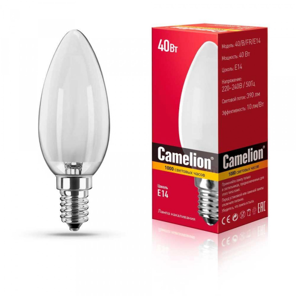 Лампа накаливания Camelion E14 40W 40/B/FR/E14 9864 Лампа накаливания Camelion E14 40W 40/B/FR/E14 9864