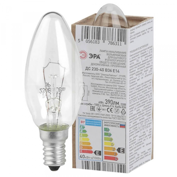 Лампа накаливания ЭРА E14 40W 2700K прозрачная ДС 40-230-Е14 (гофра) Б0039125 Лампа накаливания ЭРА E14 40W 2700K прозрачная ДС 40-230-Е14 (гофра) Б0039125
