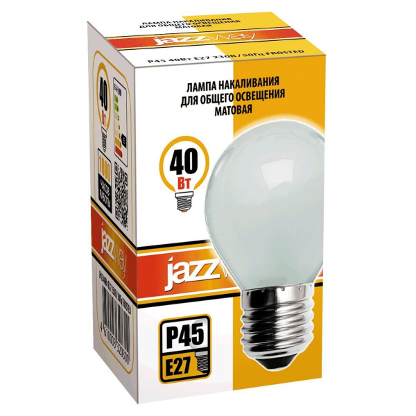 Лампа накаливания Jazzway E27 40W 2700K матовая 3320300 Лампа накаливания Jazzway E27 40W 2700K матовая 3320300
