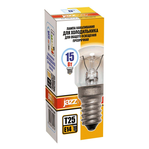Лампа накаливания для холодильника Jazzway E14 15W 2700K прозрачная 3329143 Лампа накаливания для холодильника Jazzway E14 15W 2700K прозрачная 3329143