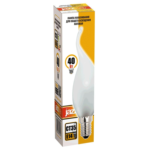 Лампа накаливания Jazzway E14 40W 2700K матовая 3321475 Лампа накаливания Jazzway E14 40W 2700K матовая 3321475