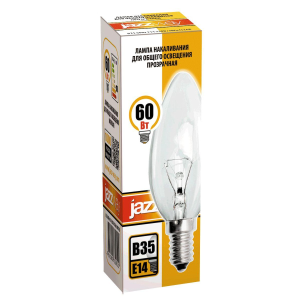 Лампа накаливания Jazzway E14 60W 2700K прозрачная 3320553 Лампа накаливания Jazzway E14 60W 2700K прозрачная 3320553