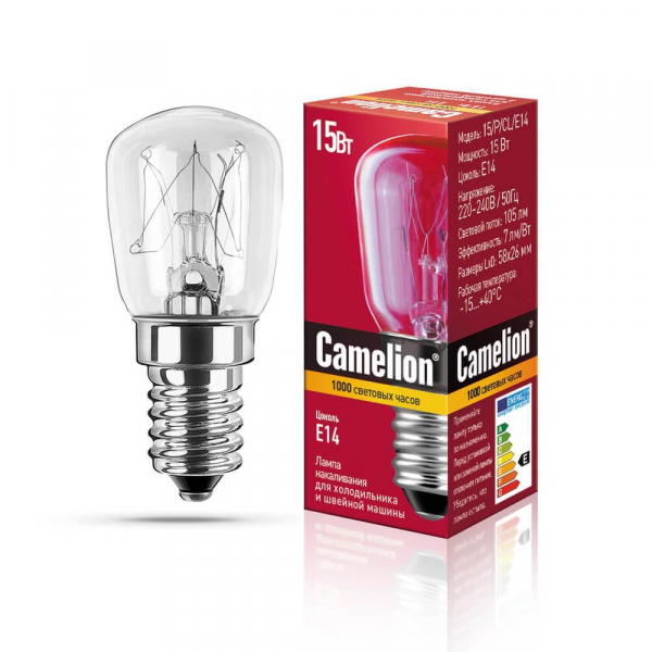 Лампа накаливания Camelion E14 15W 15/P/CL/E14 12116 Лампа накаливания Camelion E14 15W 15/P/CL/E14 12116
