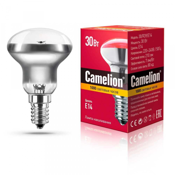 Лампа накаливания Camelion E14 30W 30/R39/E14 8976 Лампа накаливания Camelion E14 30W 30/R39/E14 8976