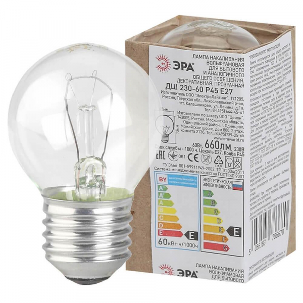 Лампа накаливания ЭРА E27 60W 2700K прозрачная ДШ 60-230-Е27 (гофра) Б0039135 Лампа накаливания ЭРА E27 60W 2700K прозрачная ДШ 60-230-Е27 (гофра) Б0039135
