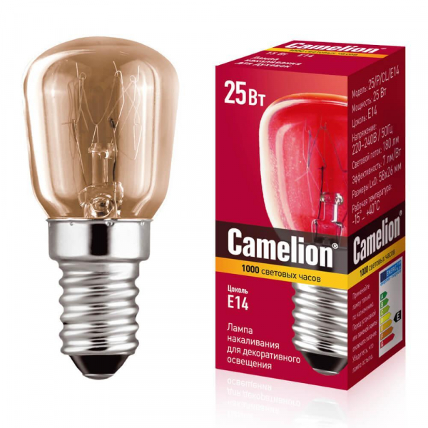 Лампа накаливания Camelion E14 25W 25/P/CL/E14 13649 Лампа накаливания Camelion E14 25W 25/P/CL/E14 13649