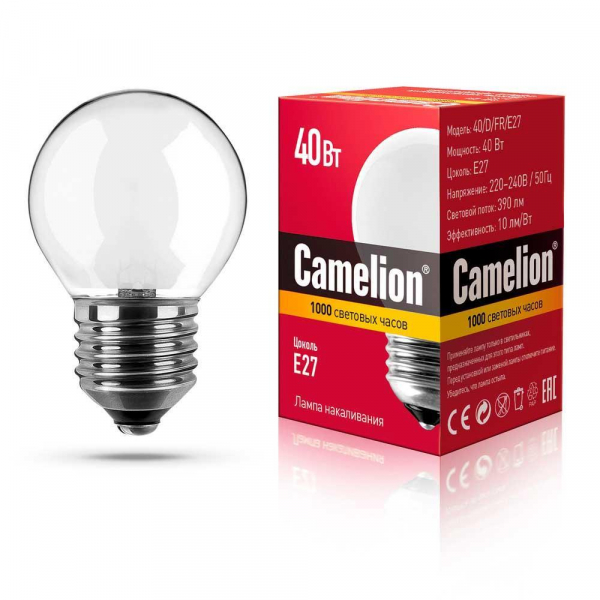 Лампа накаливания Camelion E27 40W 40/D/FR/E27 9869 Лампа накаливания Camelion E27 40W 40/D/FR/E27 9869