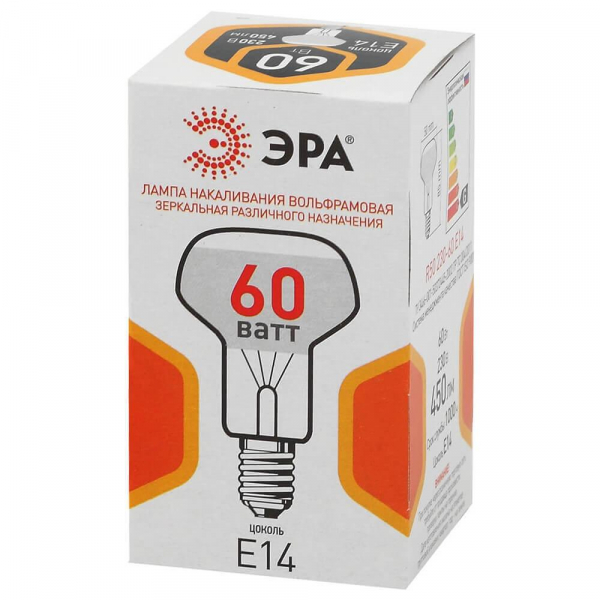 Лампа накаливания ЭРА E27 60W 2700K зеркальная R50 60-230-E14-CL Б0039141 Лампа накаливания ЭРА E27 60W 2700K зеркальная R50 60-230-E14-CL Б0039141