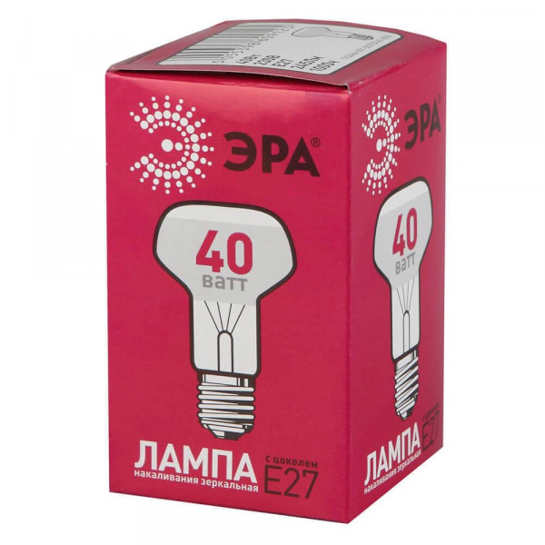 Лампа накаливания ЭРА E27 40W 2700K зеркальная ЛОН R63-40W-230-E27 C0040648 Лампа накаливания ЭРА E27 40W 2700K зеркальная ЛОН R63-40W-230-E27 C0040648