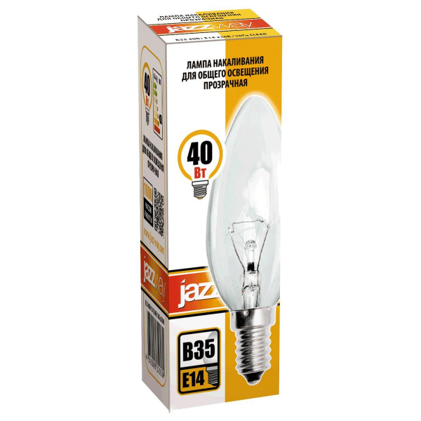 Лампа накаливания Jazzway E14 40W 2700K прозрачная 3320539 Лампа накаливания Jazzway E14 40W 2700K прозрачная 3320539