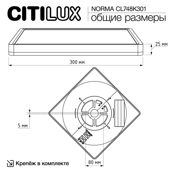 Потолочный светодиодный светильник Citilux Norma CL748K301 Потолочный светодиодный светильник Citilux Norma CL748K301