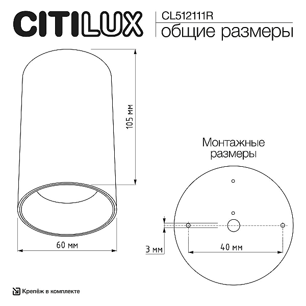 Потолочный светильник Citilux Axel CL512111R