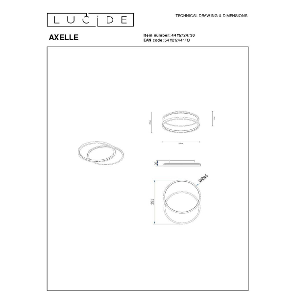 Потолочный светодиодный светильник Lucide Axelle 44112/24/30 Потолочный светодиодный светильник Lucide Axelle 44112/24/30