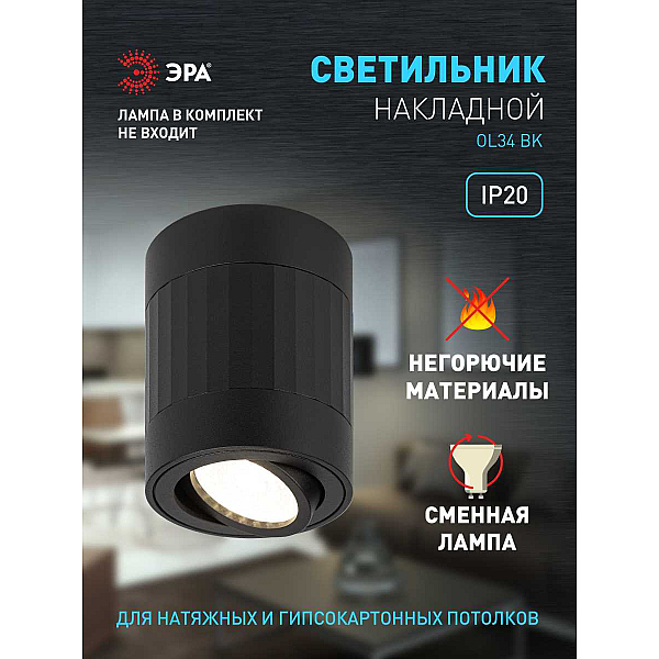 Накладной светильник ЭРА OL34 BK Б0056381
