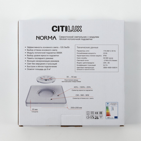 Потолочный светодиодный светильник Citilux Norma CL748K201 Потолочный светодиодный светильник Citilux Norma CL748K201