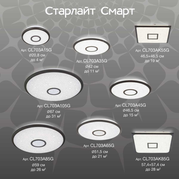 Потолочный светодиодный светильник Citilux Старлайт Смарт CL703A15G