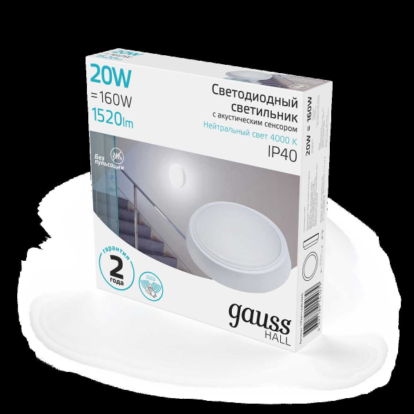 Настенно-потолочный светодиодный светильник Gauss Hall 193411220