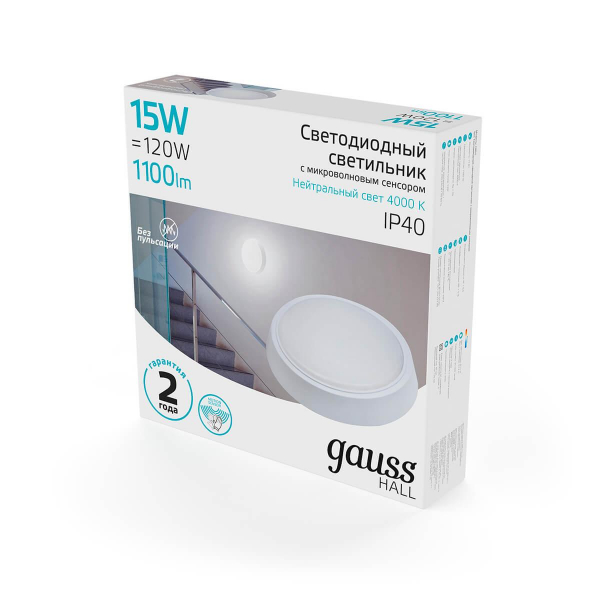Настенно-потолочный светодиодный светильник Gauss Hall 193411215-S Настенно-потолочный светодиодный светильник Gauss Hall 193411215-S